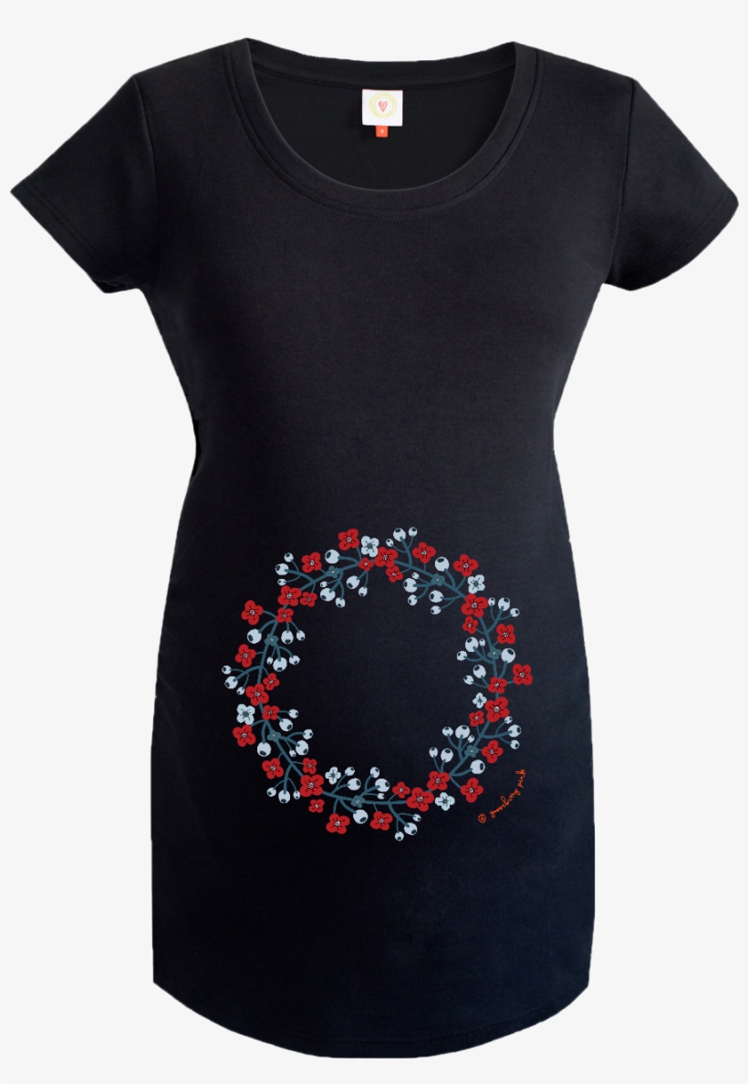 Gooseberry Pink Scandinavian Garland Maternity Top - Transparent Background Maternity Clothes, transparent png download