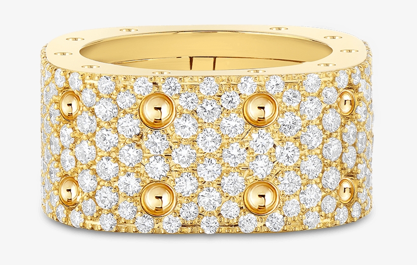 18kt Gold 2 Row Square Ring With Diamonds - Ring, transparent png download