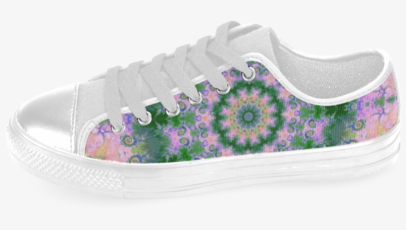 Rose Pink Green Explosion Of Flowers Mandala Men's - Skate Shoe, transparent png download