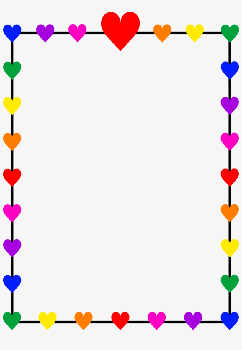 Rainbow Border Png - Hearts Valentines Day Border, transparent png download