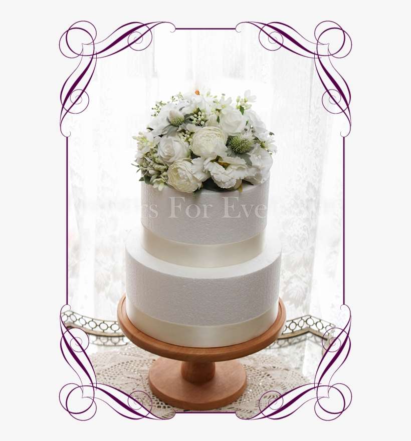 White Peony, Rose & Baby's Breath, 8 Inch Floral Dome - Cake Topper Babys Breath, transparent png download
