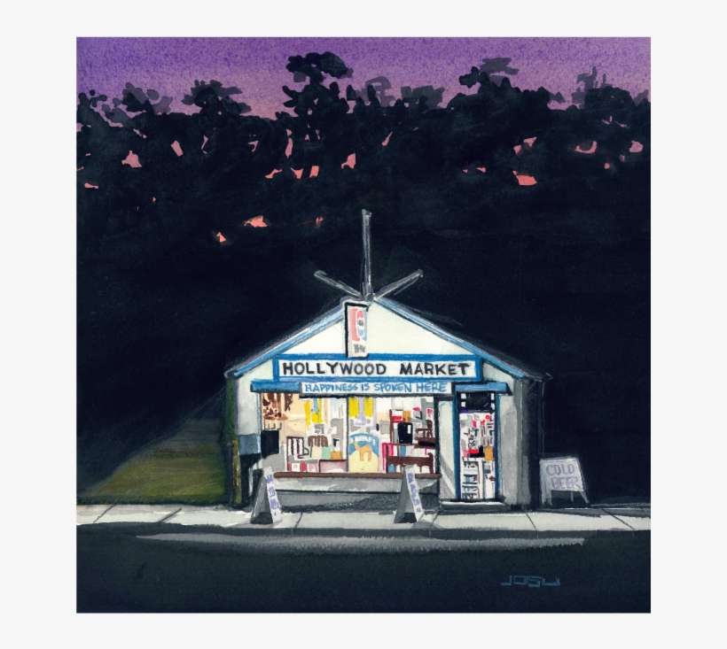 The Famous Hollywood Market Watercolor By Josu Landaluce - Poster, transparent png download