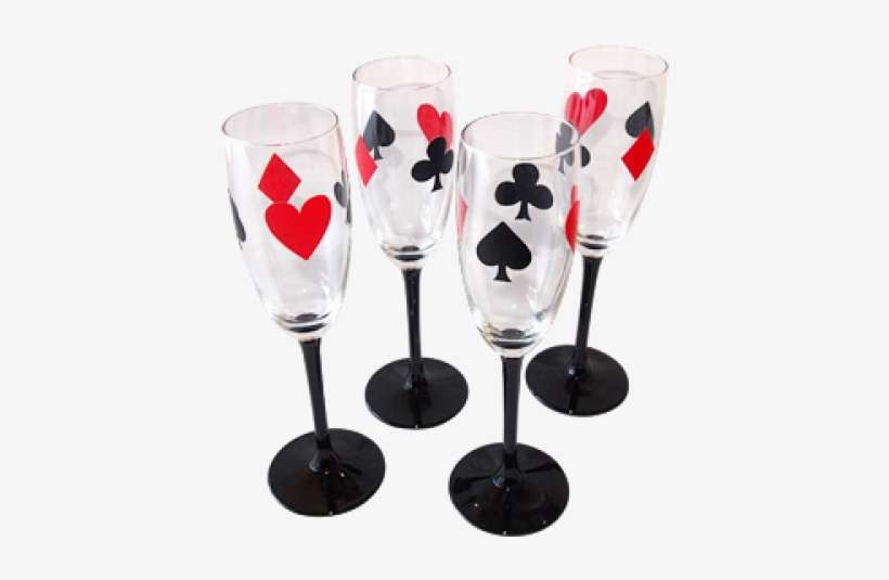 Card Suit Motif Champagne Glasses - Poker Theme Champagne Glasses, transparent png download