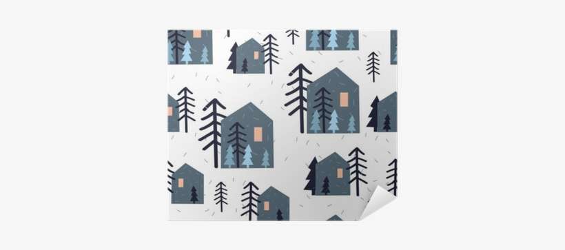 Cute Seamless Pattern With Houses, Christmas Trees - Christmas Day, transparent png download