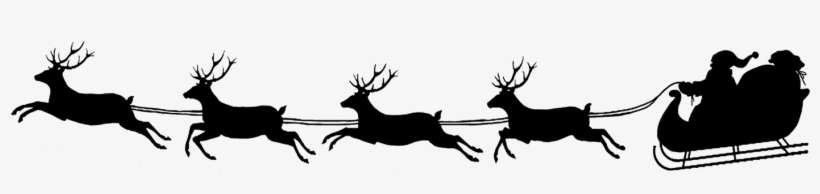 Christmas Silhouettes Banner Black And White Download - Santa And Reindeer Png, transparent png download