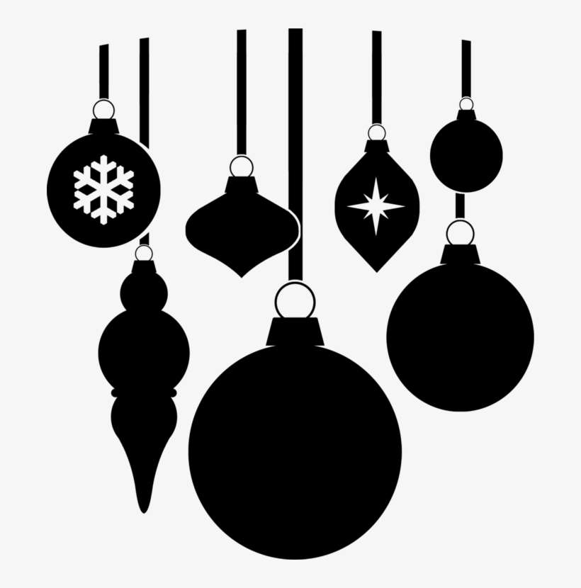 Christmas Ornament Santa Claus Silhouette Borders And - Christmas Ornaments Black And White Png, transparent png download