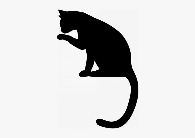 Image Of Cat Licking - Cat Licking Paw Silhouette, transparent png download