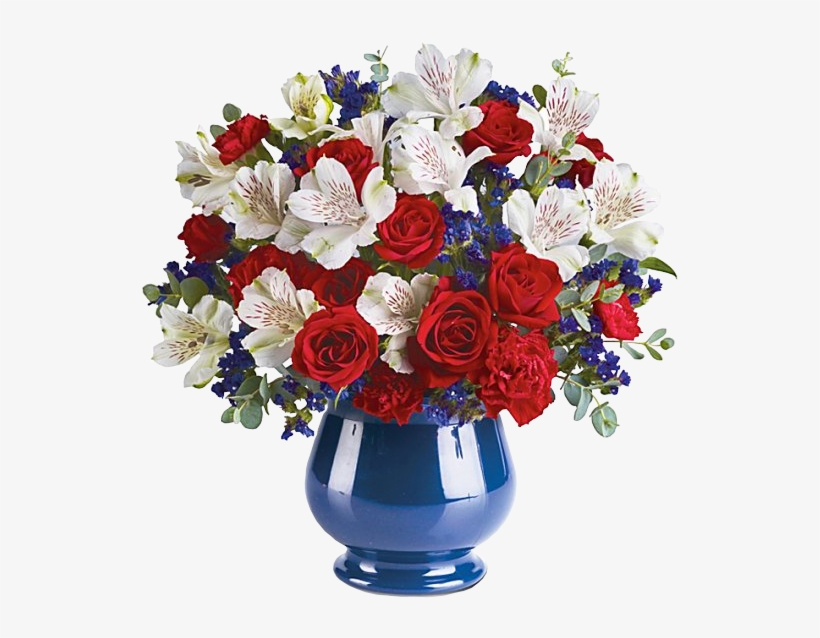 Red White And Blue Rose Photo - 4th Of July Wedding Colors, transparent png download