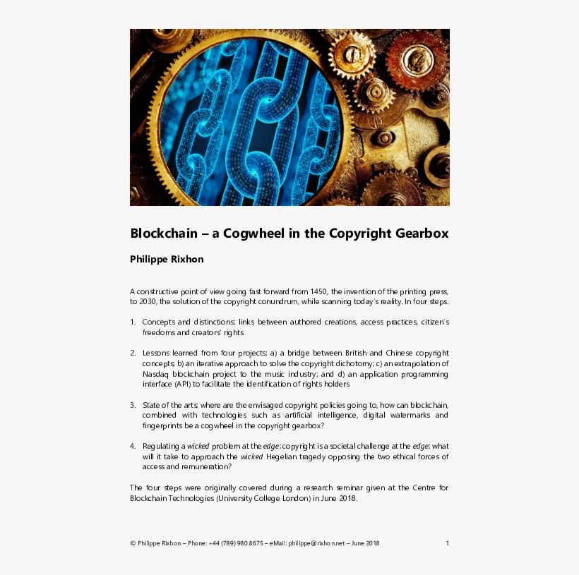 Blockchain, A Cogwheel In The Copyright Gearbox - Wallpaper, transparent png download