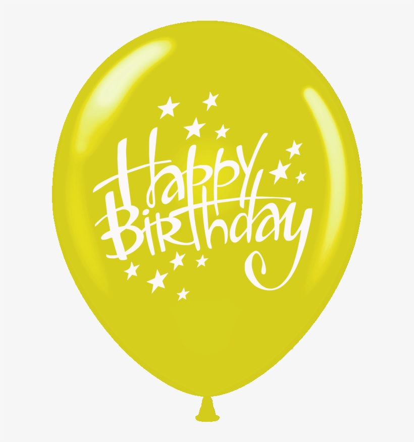 Balloons Printed Happy Birthday With Stars 1 Side 100 - Balloon, transparent png download