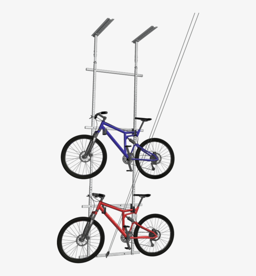 Horizontal Double Bike Lift Manual - Bicycle, transparent png download