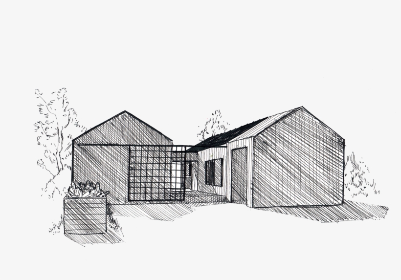 Both Pavilions Can Be Opened Up To The Central Breezeway, - Sketch, transparent png download