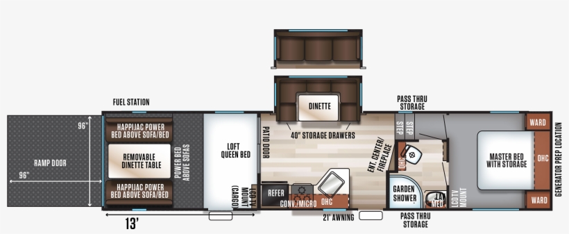 2018 Forest River Wolf Pack 295pack13 Camper - Floor Plan, transparent png download
