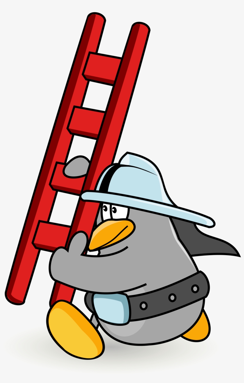 Png Black And White Stock File By Mimooh Svg Wikimedia - Fireman In Ladder, transparent png download