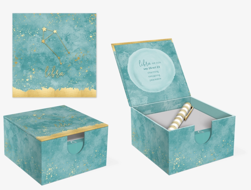 Libra Hinged Memo Box With Pen - Box, transparent png download
