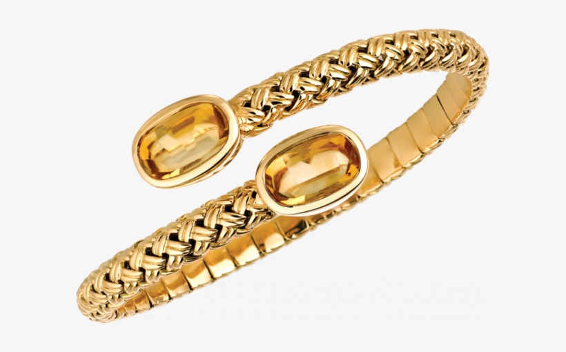 18kt Yellow Gold Vannerie Spring Bracelet With Citrine - Chain, transparent png download