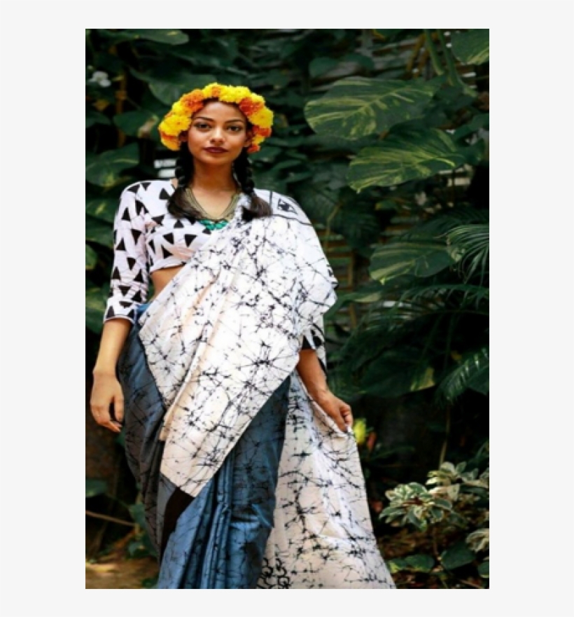 Batik Printed Saree - Ruffle, transparent png download