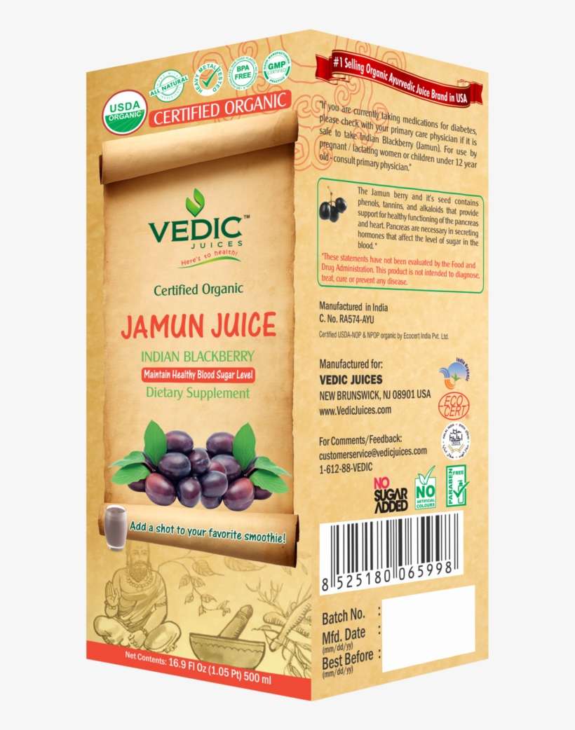 Organic Jamun Juice - Seedless Fruit, transparent png download