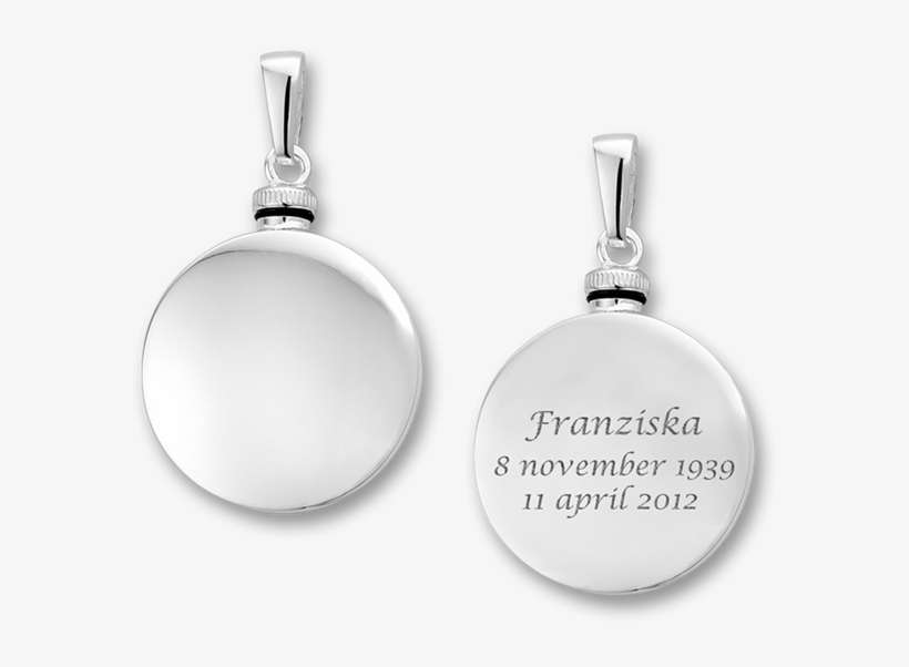 Silver Round Ash Pendant With Engraving - Earrings, transparent png download