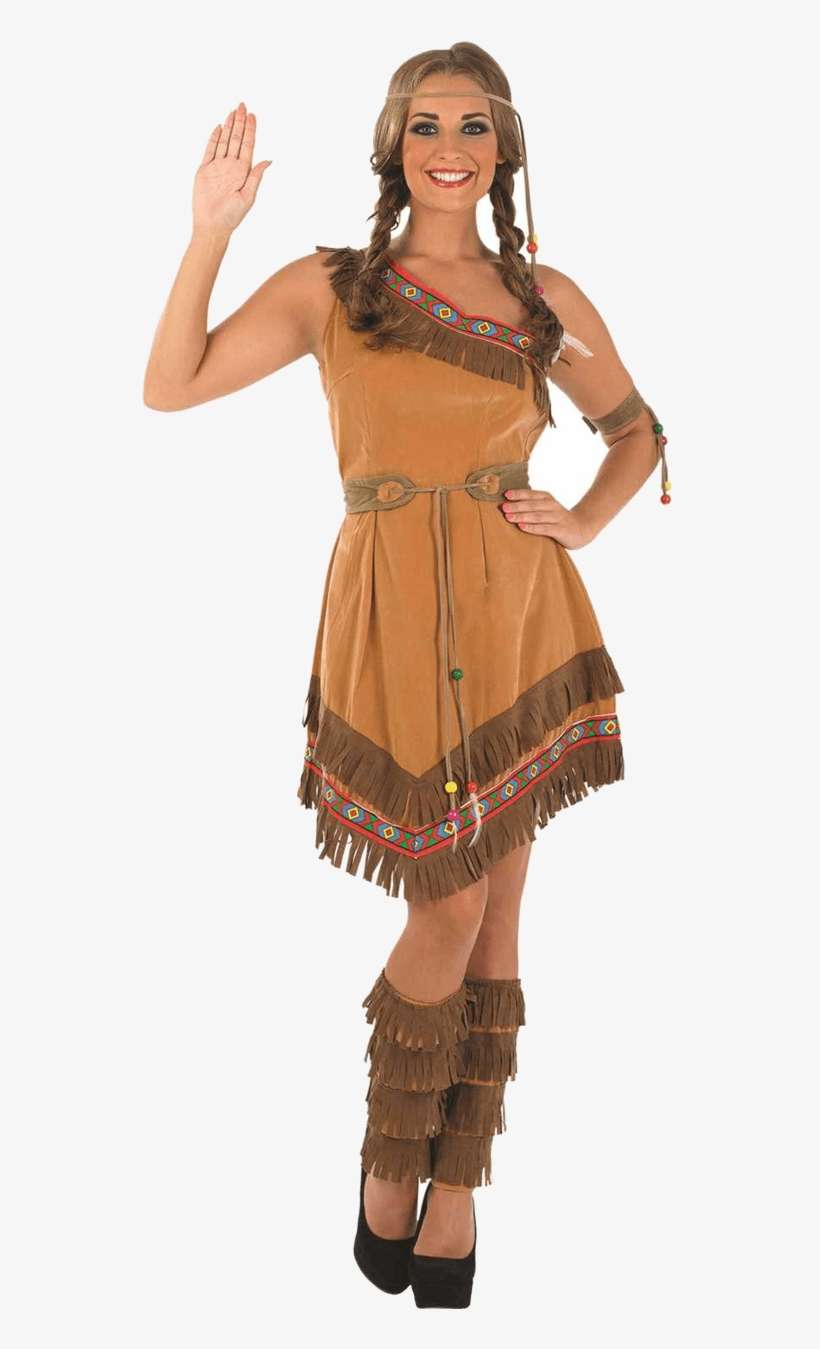 Adult Womens Indian Squaw Costume - Red Indian Costume For Female PNG