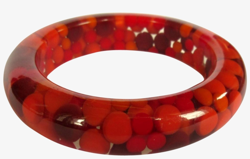 Mid Century Lucite Bangle Bracelet, Clear With Red - Bangle, transparent png download