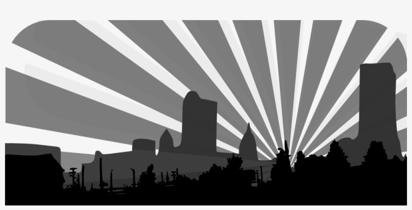 Blue City Scene Black White Line Art 999px 96 - City Skyline Clip Art, transparent png download