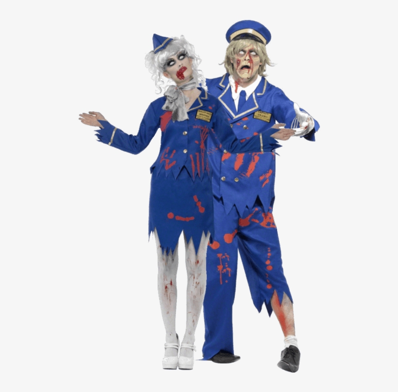 Zombie Pilot Air Hostess Couple Costumes Jokers Masquerade - Zombie Pilot, transparent png download