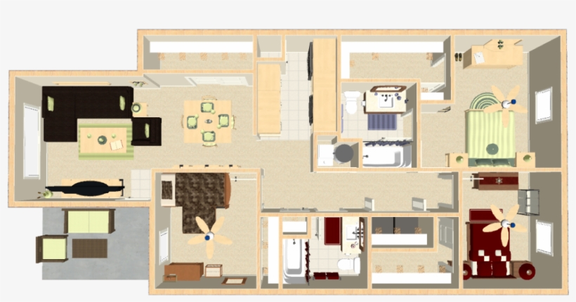3 Bedroom Apartment - Floor Plan, transparent png download