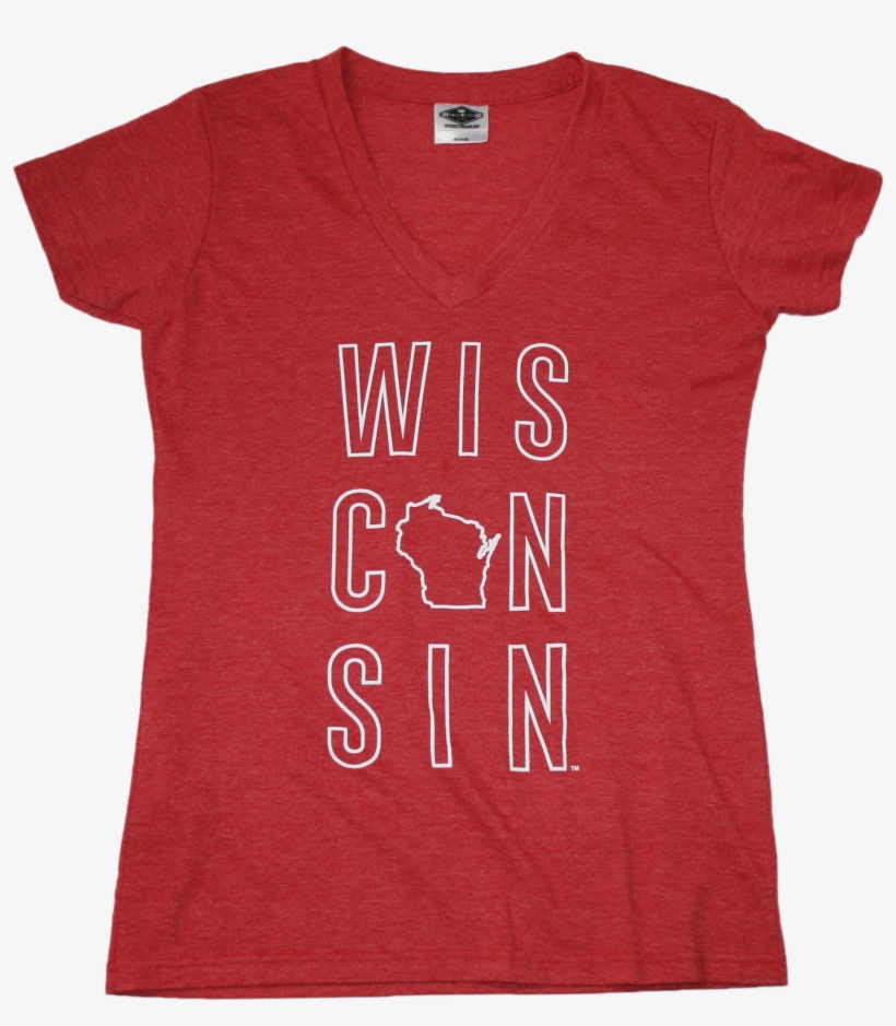 Wisconsin Ladies V-neck Tee - Active Shirt, transparent png download