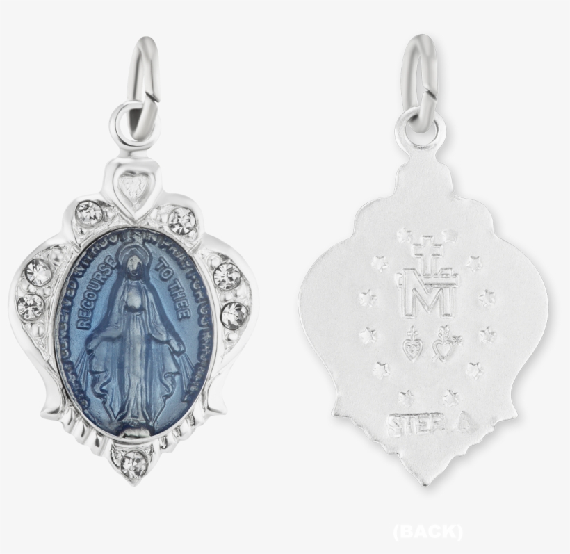 Enameled Sterling Silver Oval Virgin Mary Medallion - Earrings, transparent png download