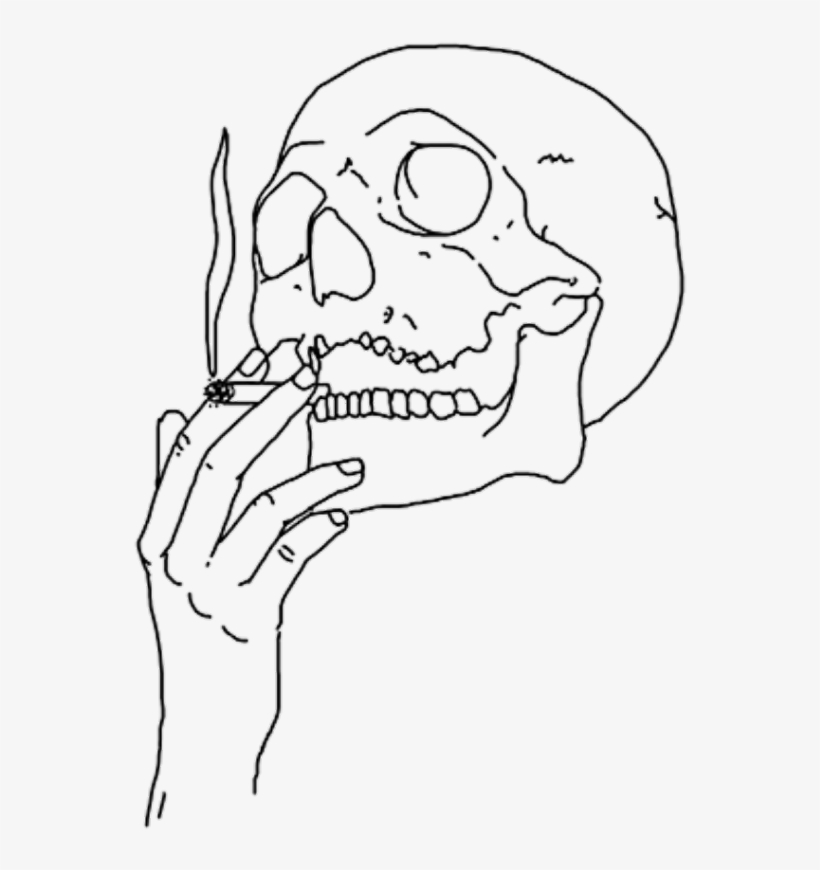 #tumblr #blackandwhite #skull #ciratte - Smoking Skull, transparent png download