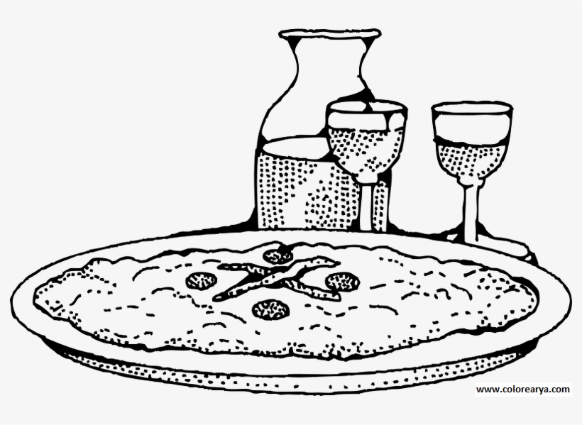 Colorear Pizza - Italian Wine Easy Drawing, transparent png download