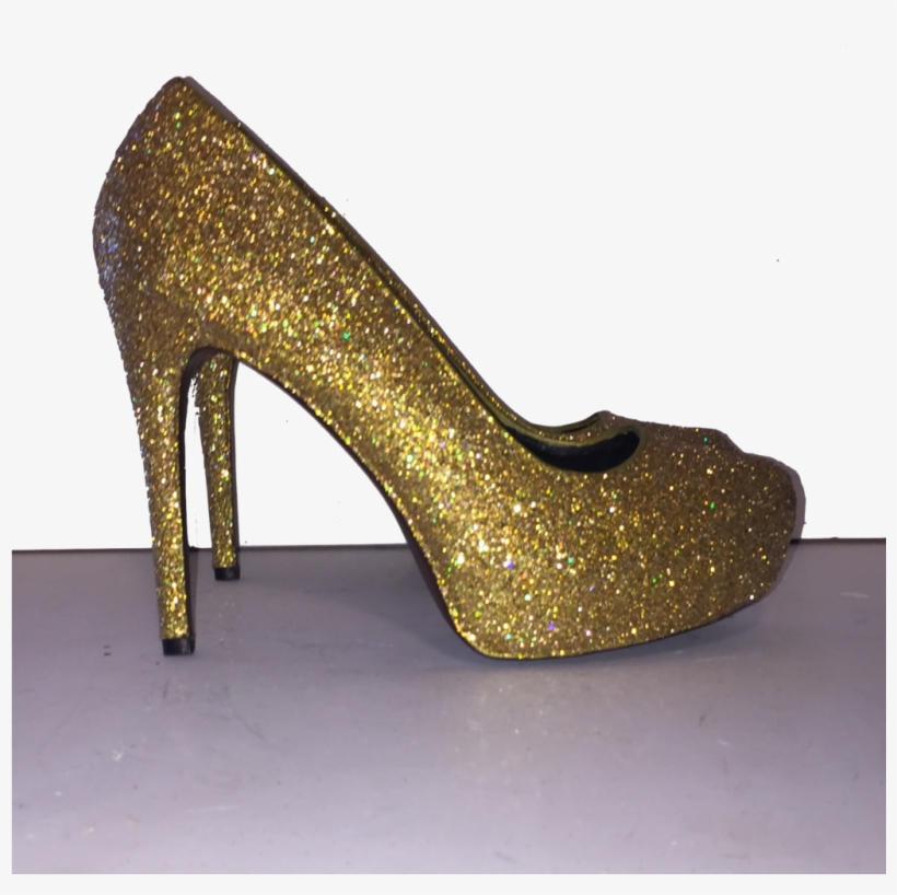 Women's Sparkly Gold Glitter Heels Pumps Bridal Wedding - Basic Pump, transparent png download