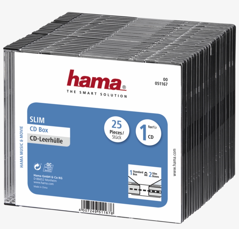 Slim Cd Jewel Case, Pack Of 25, Transparent/black - Optical Disc Packaging, transparent png download