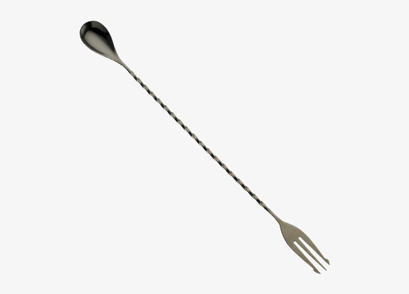 12 3/8" Bar Spoon With Fork End Gun Metal Black Barfly® - Spoon, transparent png download