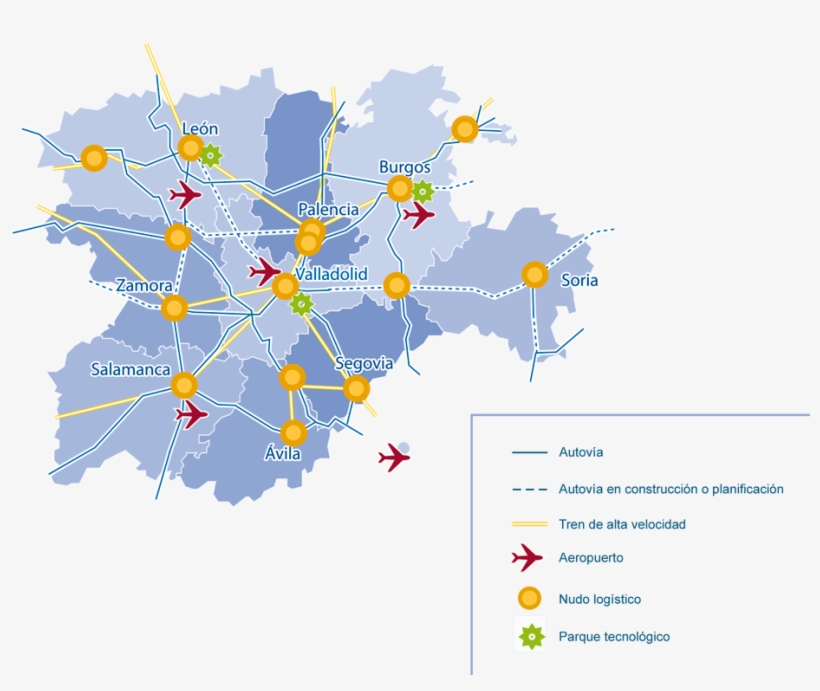 Mapa Castilla Leon Modificado - Aeropuerto De Castilla Y Leon, transparent png download