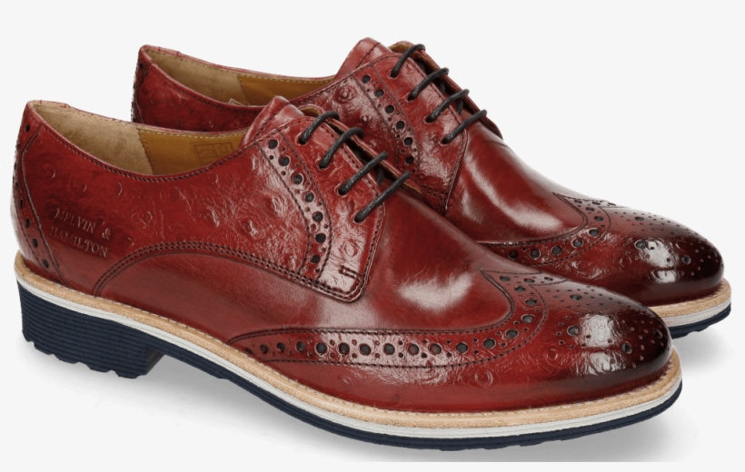 Derby Shoes Amelie 3 Ostrich Ruby - Leather, transparent png download