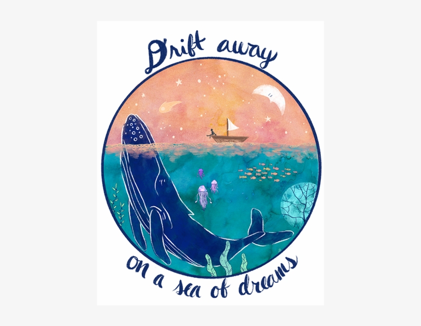 Drift Away Dreamy Sea Life Design Illustration Watercolor - Circle, transparent png download