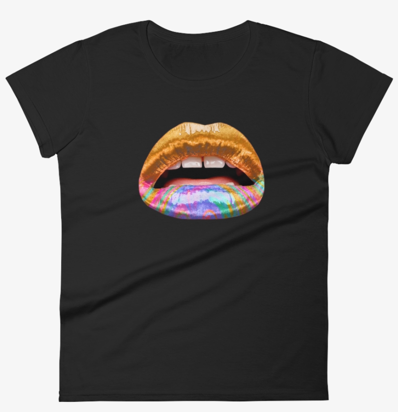 Wmn's Trippy Gold Lips - Fast Food, transparent png download