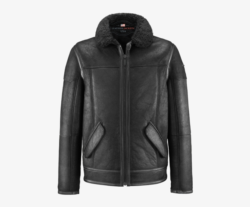 Premium Quality Flight Black Leather Jacket - Bison Leather Bomber Jacket, transparent png download