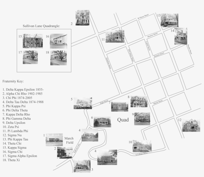 A Map Showing The Locations Of Greek Houses At Lafayette - Floor Plan, transparent png download