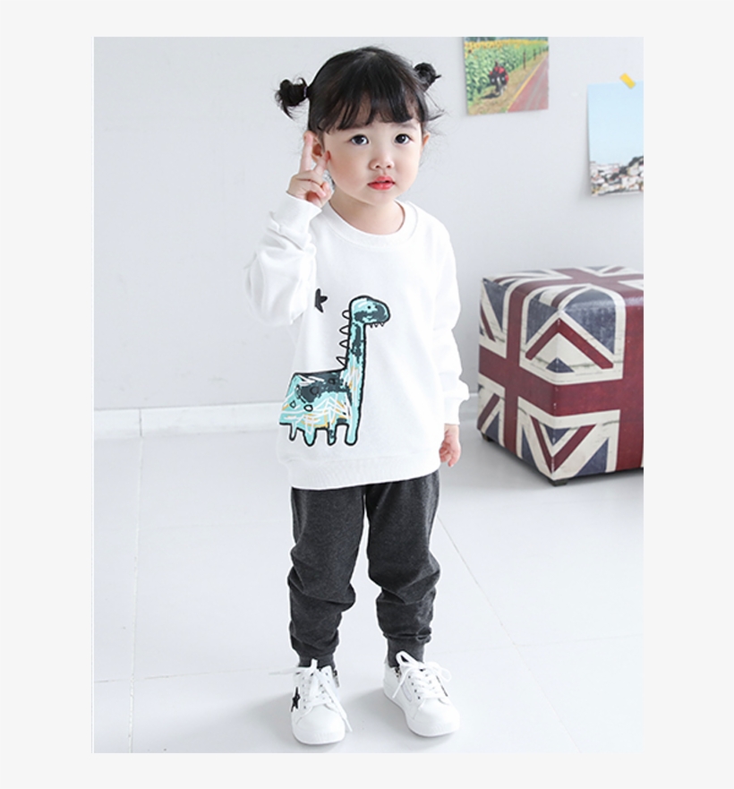 Dino Sweatshirt With Sweatpants Set Go1005w - Girl, transparent png download