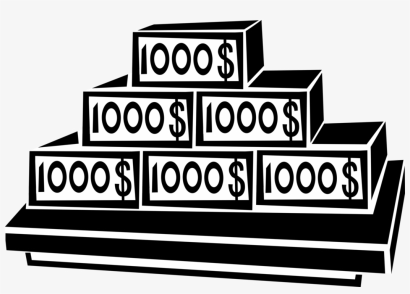 Vector Illustration Of Financial Concept Stack Of $1000, transparent png download