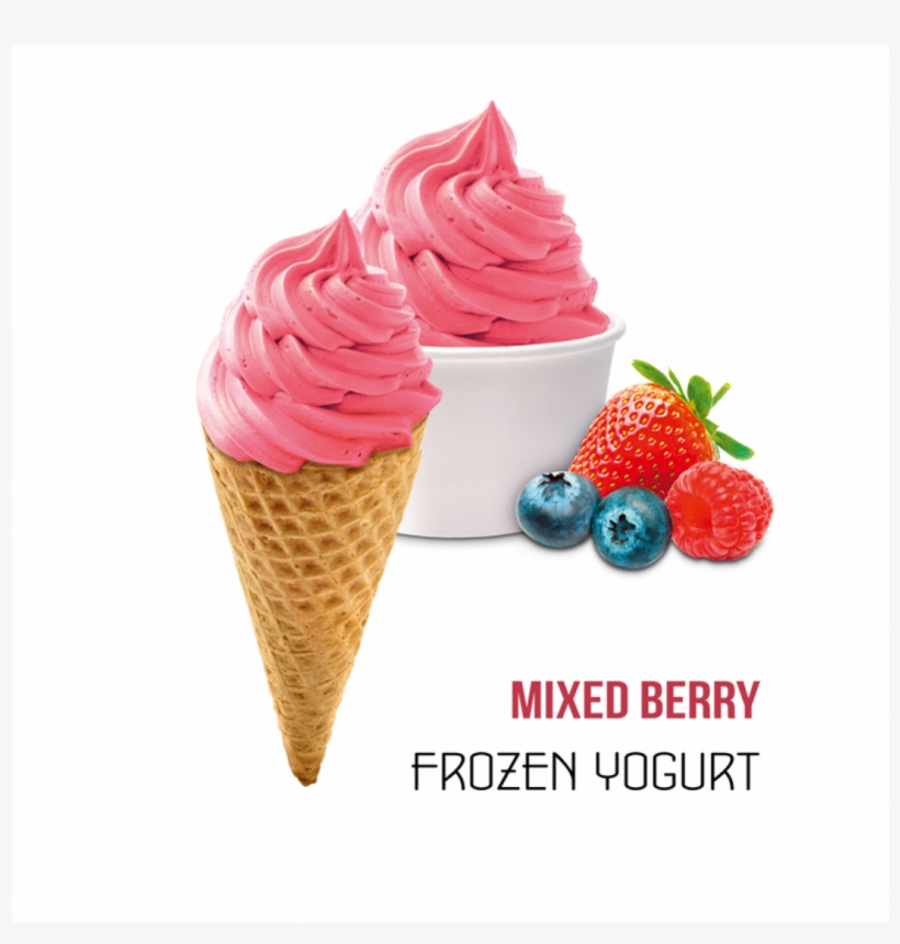 Mixed Berry Yogurt - Ice Cream Cone, transparent png download