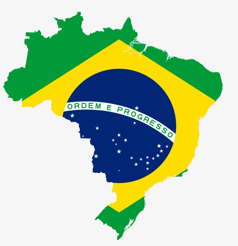 Open - Brazil Flag Map, transparent png download