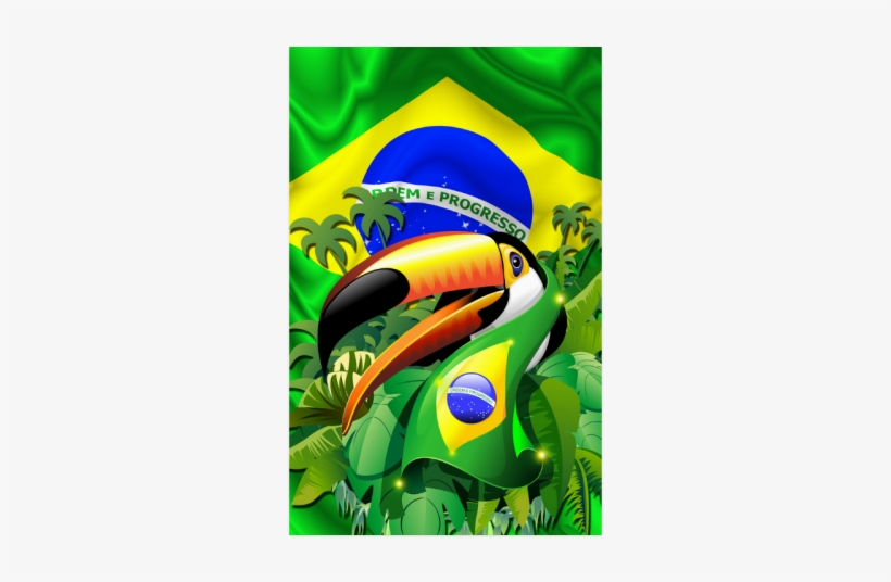 Brazil Flag With Toco Toucan Poster 23*36 - Toco Toucan With Brazil Flag Wall Tapestry - Small:, transparent png download