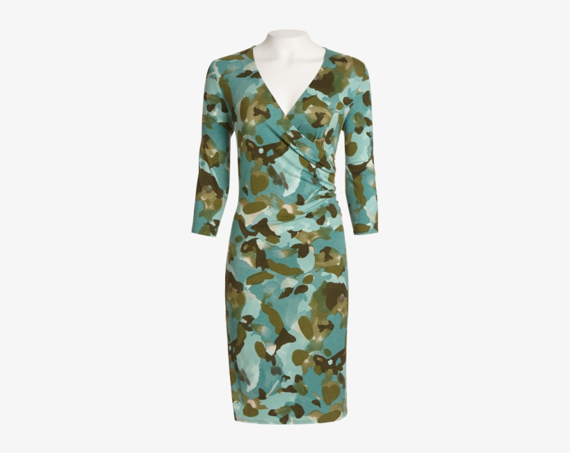 Camouflage Faux Wrap Dress - Day Dress, transparent png download