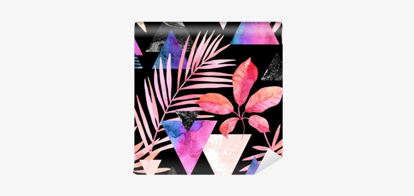 Watercolor Exotic Leaves, Grunge Textures, Doodles - Watercolor Painting, transparent png download