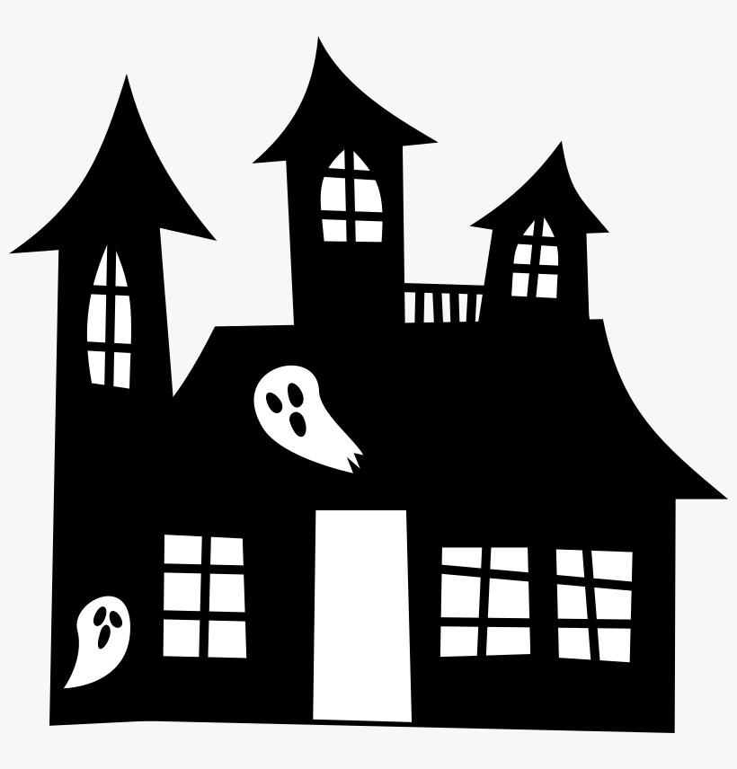 Haunted House Ghost Silhouette Drawing - Haunted House Silhouette, transparent png download