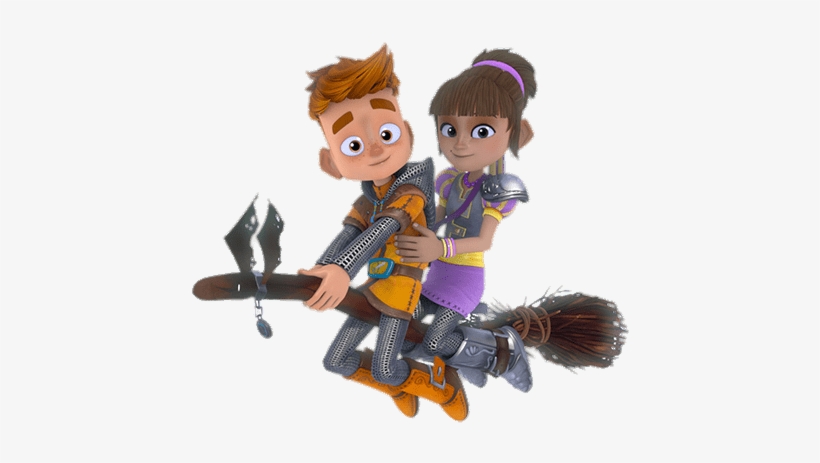Cat And Jimmy On Flying Broom - My Knight And Me Cat And Jimmy, transparent png download